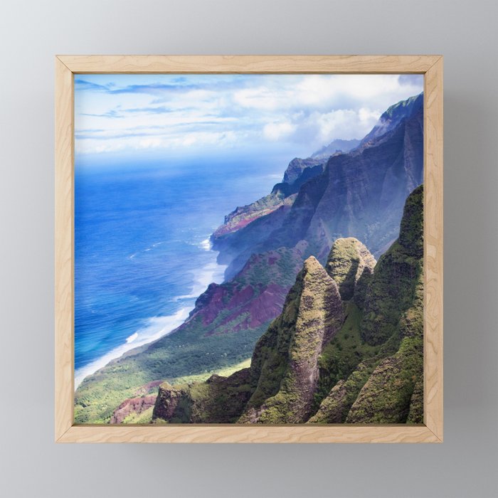 Hawaiian Coastal Cliffs Aerial View From The Angels Framed Mini Art Print By Dec02