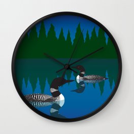 Loons in a Woodland Lake Wall Clock