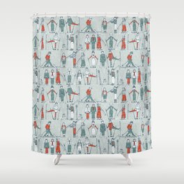 vintage ski linen Shower Curtain