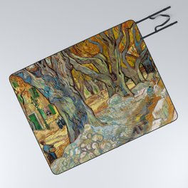 Vincent van Gogh (Dutch, 1853-1890) - Title: The Large Plane Trees (Road Menders at Saint-Rémy) - Date: 1889 - Style: Post-Impressionism - Genre: Landscape, genre art - Media: Oil on canvas - Digitally Enhanced Version (2000 dpi) - Picnic Blanket