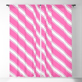 [ Thumbnail: Hot Pink and Mint Cream Colored Striped/Lined Pattern Blackout Curtain ]