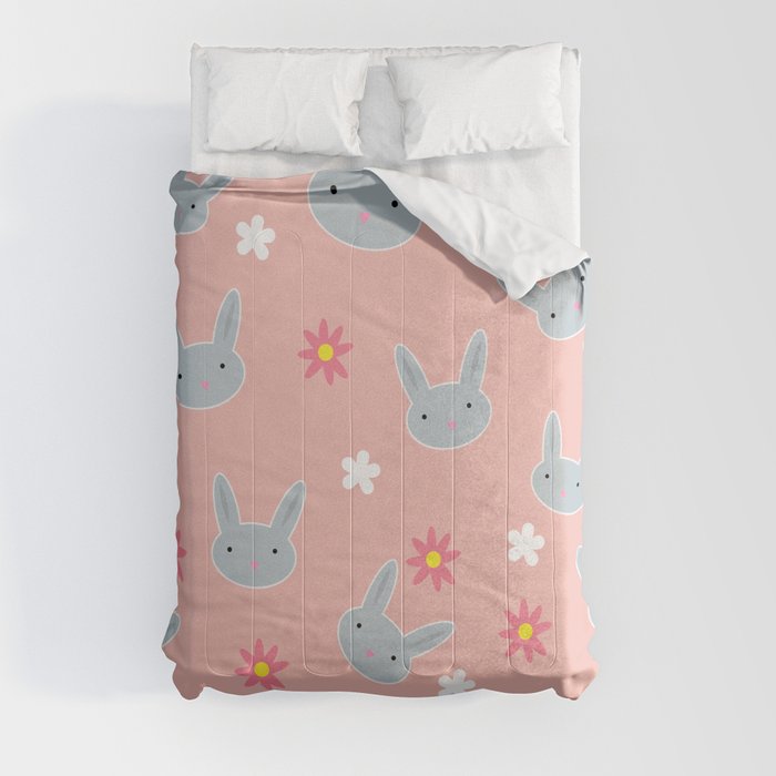 Cute Cute  Bunny - Pink Comforter