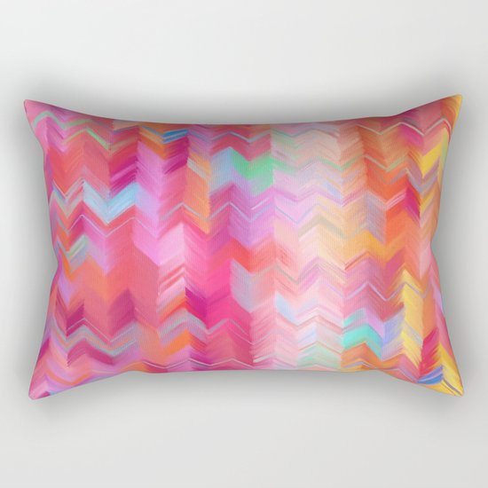 Colorful painted chevron pattern - pink, purple, yellow, orange Rectangular Pillow
