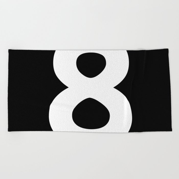 Number 8 (White & Black) Beach Towel