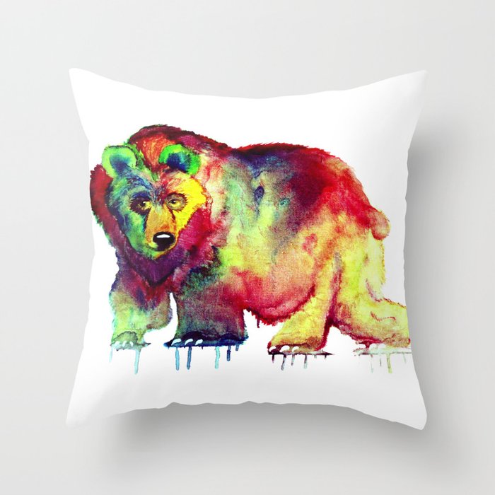Coloured Bear Throw Pillow