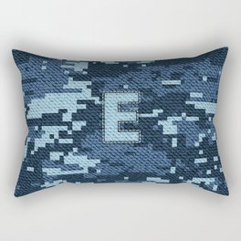 Personalized E Letter on Blue Military Camouflage Air Force Design, Veterans Day Gift / Valentine Gift / Military Anniversary Gift / Army Birthday Gift iPhone Case Rectangular Pillow