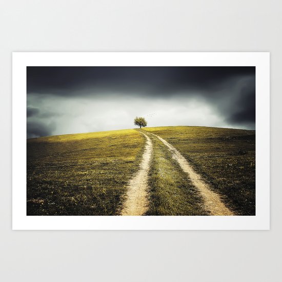 Grey sky Green tree 4 Art Print