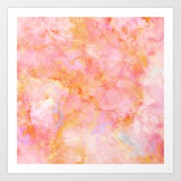 Rosé and Sunny Marble - pink, coral and orange Art Print