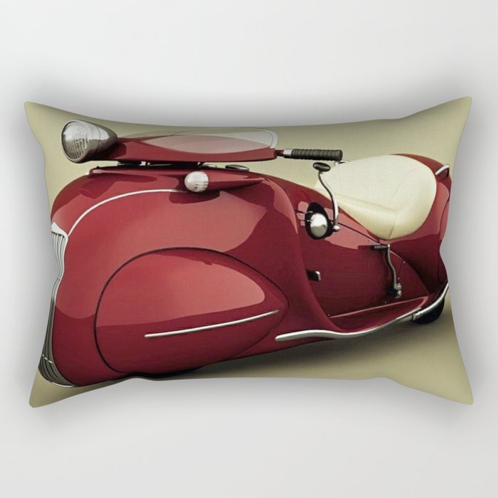 Vintage Candy Apple Red Henderson Art Deco Motorcycle Rectangular Pillow