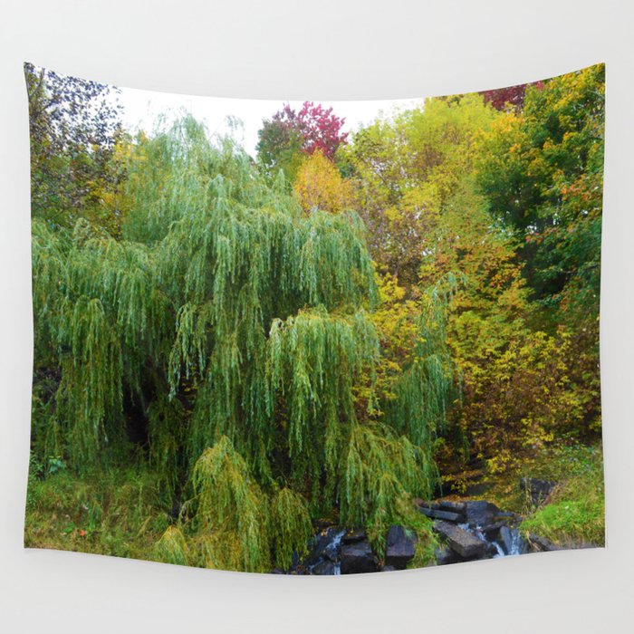Weeping Willow Tree in Revelstoke BC, Canada Wall Tapestry by western_wanderlust