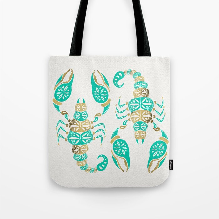 Scorpion – Turquoise & Gold Tote Bag