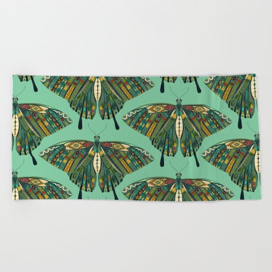 swallowtail butterfly emerald Beach Towel