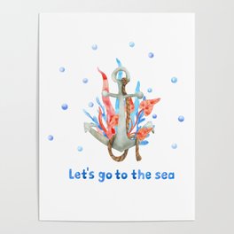 Anchor Watercolor illustration Poster