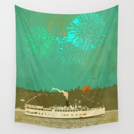 STEAMBOAT FIREWORKS Wall Tapestry
