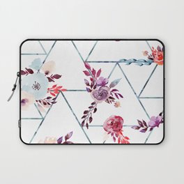 Geometric Winter Watercolor Flowers Laptop Sleeve