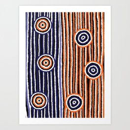 Authentic Aboriginal Art - Campsites Art Print