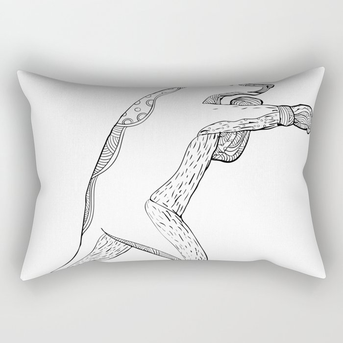 Grizzly Bear Boxing Doodle Art Rectangular Pillow