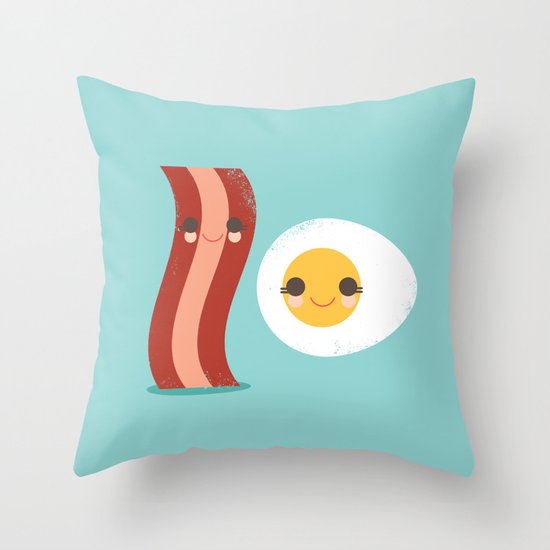 Bacon and Egg Buds Throw Pillow