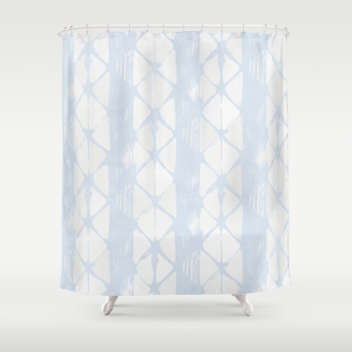 Simply Braided Chevron Sky Blue on Lunar Gray Shower Curtain