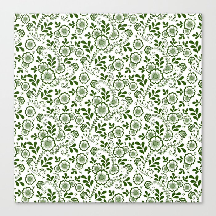 Green Eastern Floral Pattern Canvas Print