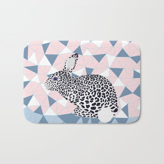 Cute Rabbit Leopard Pattern Design Bath Mat