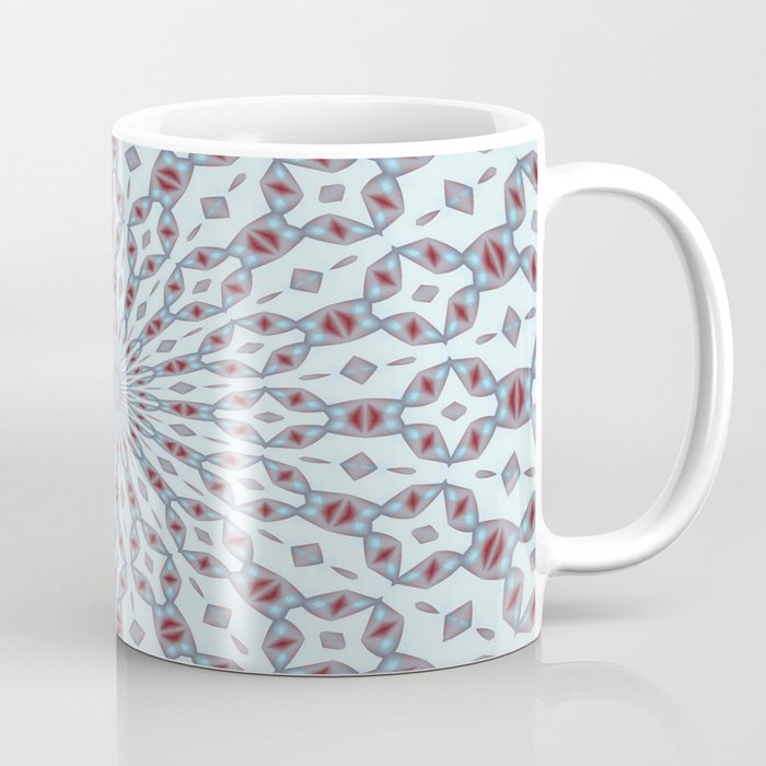 Radial Pattern In Blue and Pale Green On Buff White Coffee Mug