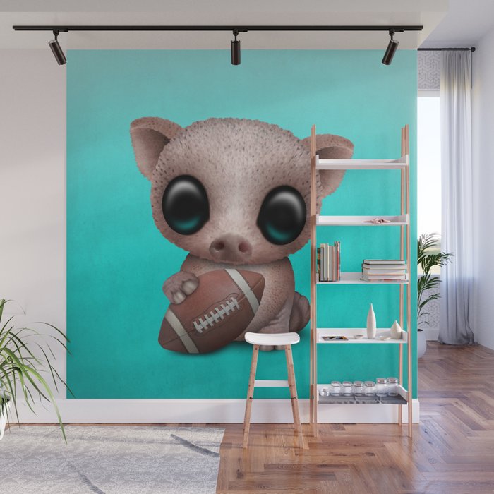 Baby Pig Playing With Football Wall Mural By Jeffbartels Society6