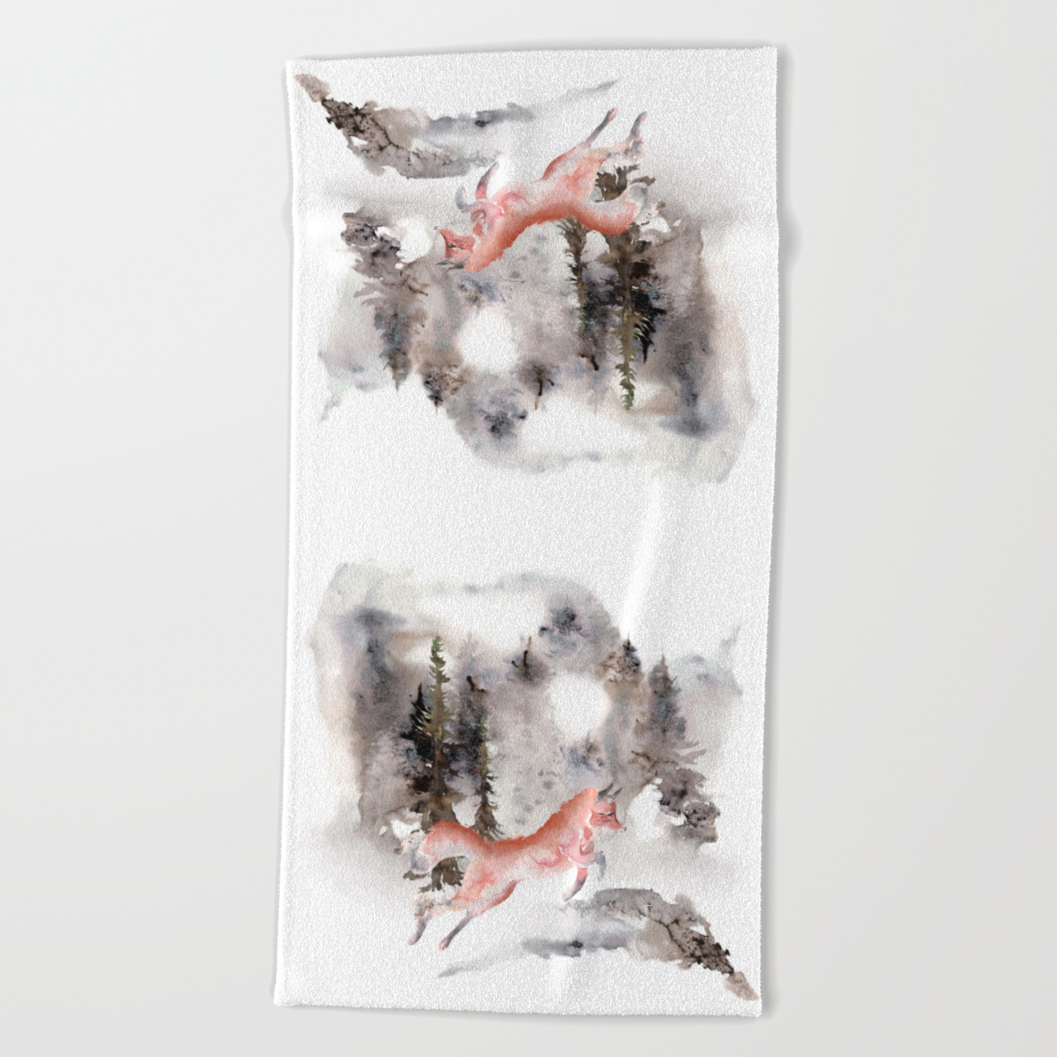 Wallpaper Fox Gamboling In The Mountain Mist Beach Towel By Sunnybunny For iPhone Free