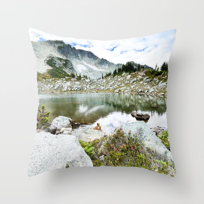 Mountain Lake Scenic Landscape Throw Pillow by Lisa Elliott
