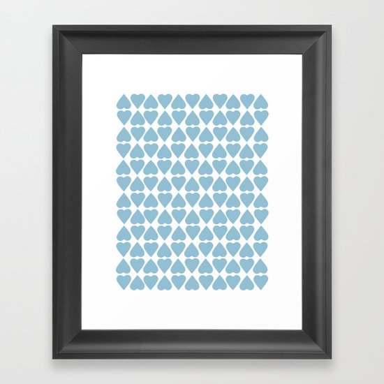 Diamond Hearts Repeat Blue Framed Art Print