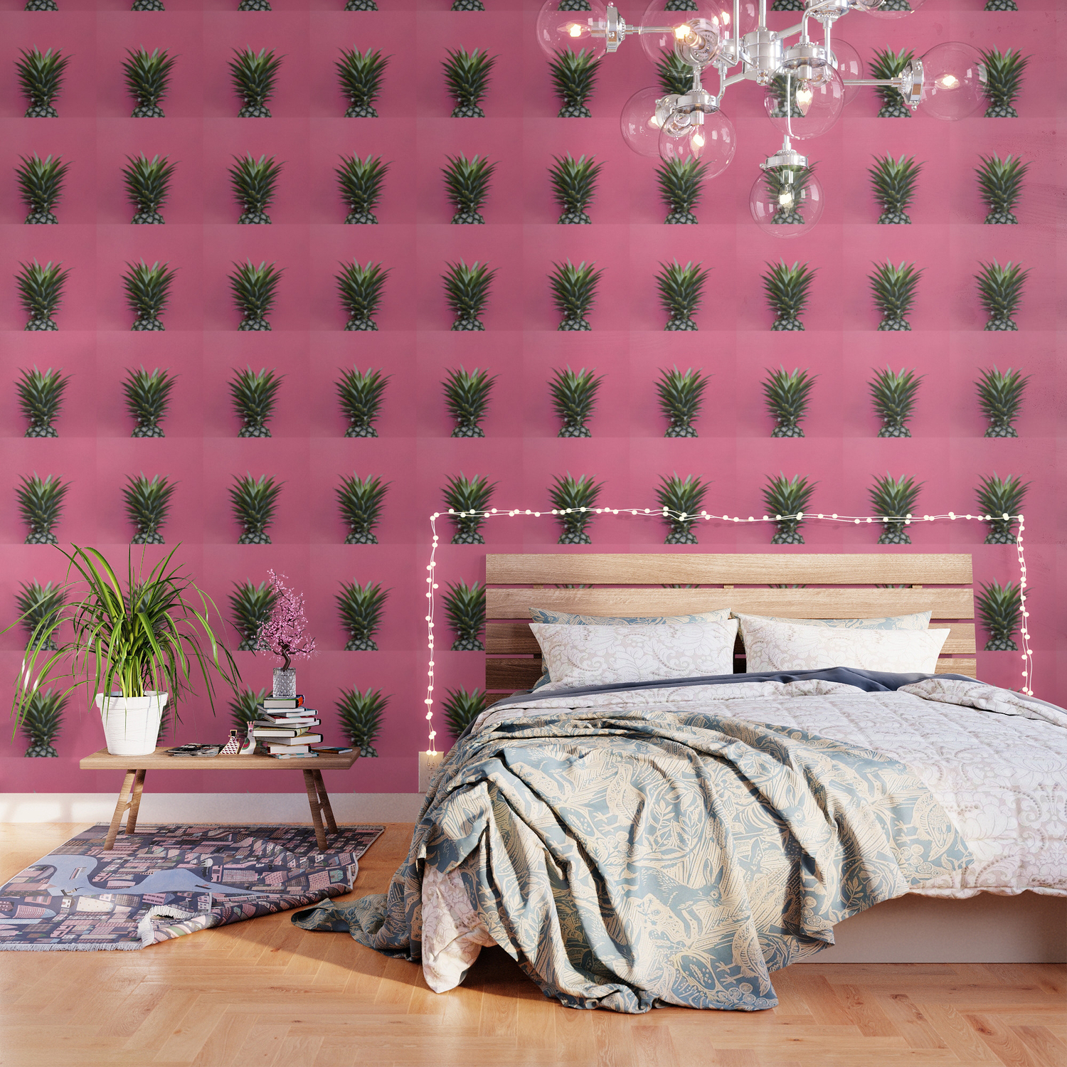 Pink Pineapple Wallpaper by NewburyBoutique | Society6