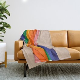 Keep Bouncing Throw Blanket | Curated, Graphicdesign, Retrostripes, Rainbowstripes, 70Sretro, Retrorainbow, Digital, Rainbow 