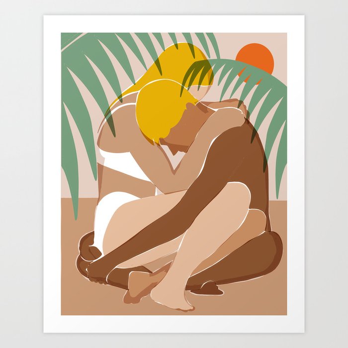 Cuddle All Day #illustration #painting Art Print