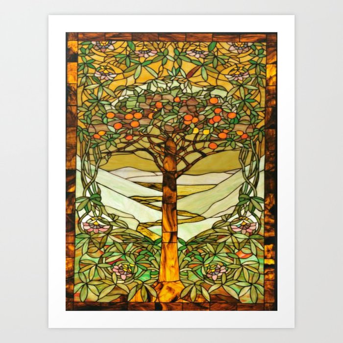 Louis Comfort Tiffany - Stained glass. Tree of life Art Print