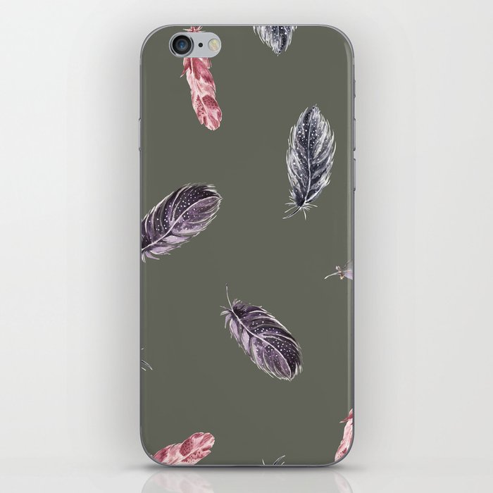 Watercolor cozy feather pattern in boho style. iPhone Skin