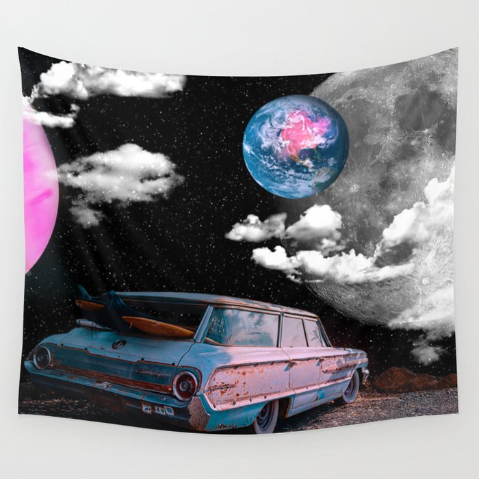 Parked Planet View Wall Tapestry