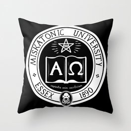 Miskatonic University in Black Throw Pillow