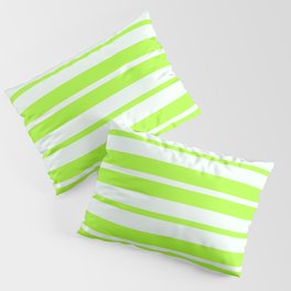[ Thumbnail: Light Green and Mint Cream Colored Stripes Pattern Pillow Sham ]