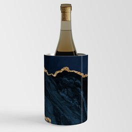 Navy Blue Gold Agate Geode Stone Jewel Pattern Wine Chiller