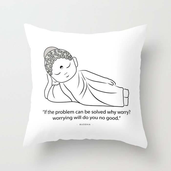 Lying Buddha with quote to inspire Throw Pillow