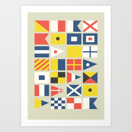 Geometric Nautical flag and pennant Art Print