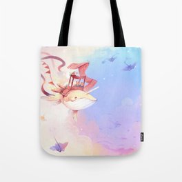 The journey of a fox village Lavender Tote Bag