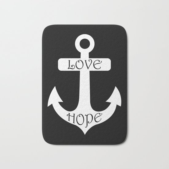 Black & White Love Hope Anchor Bath Mat