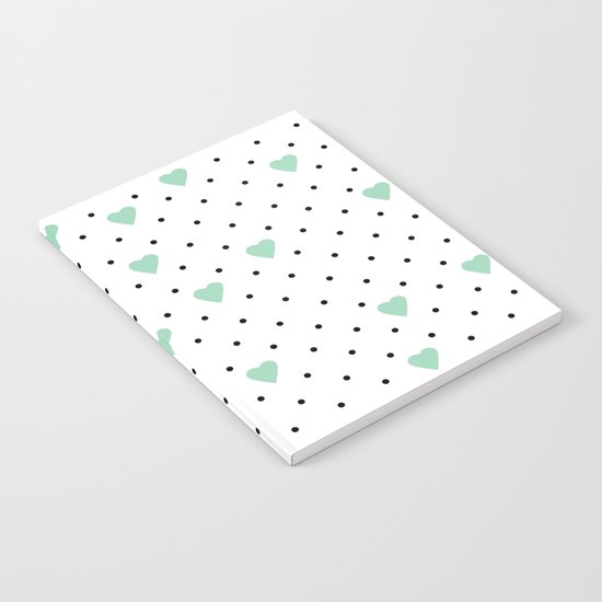 Pin Point Hearts Mint Notebook
