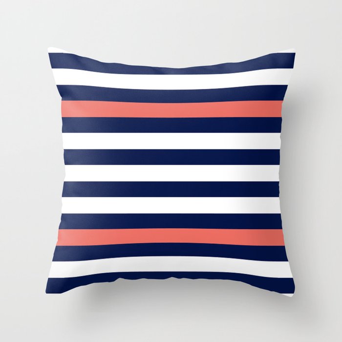 Navy coral lines Throw Pillow