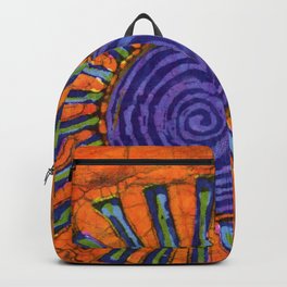 Orange and purple Floral batik Backpack