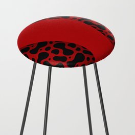 Black & Red Color Liquid Wavy Design Counter Stool
