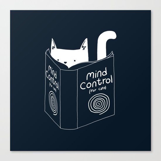 Mind Control For Cats (dark blue) Canvas Print