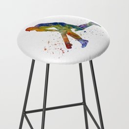 Watercolor cricket player Bar Stool