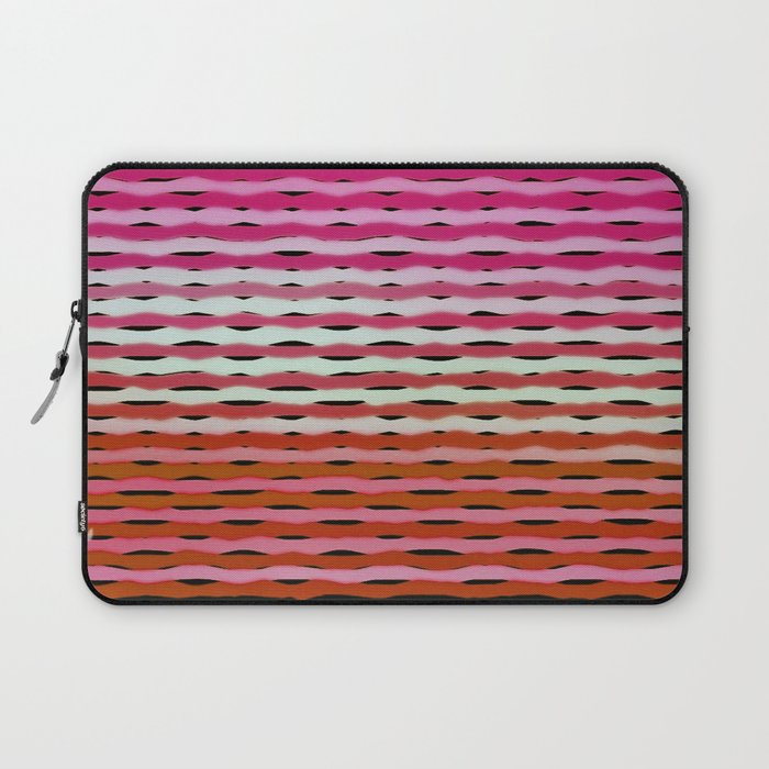 Abstract Ombre Waves Pink White Red Laptop Sleeve